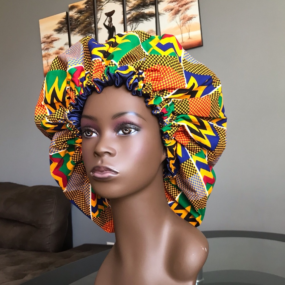 2 in 1 Ankara Bonnet, Ankara Bonnet with Satin
